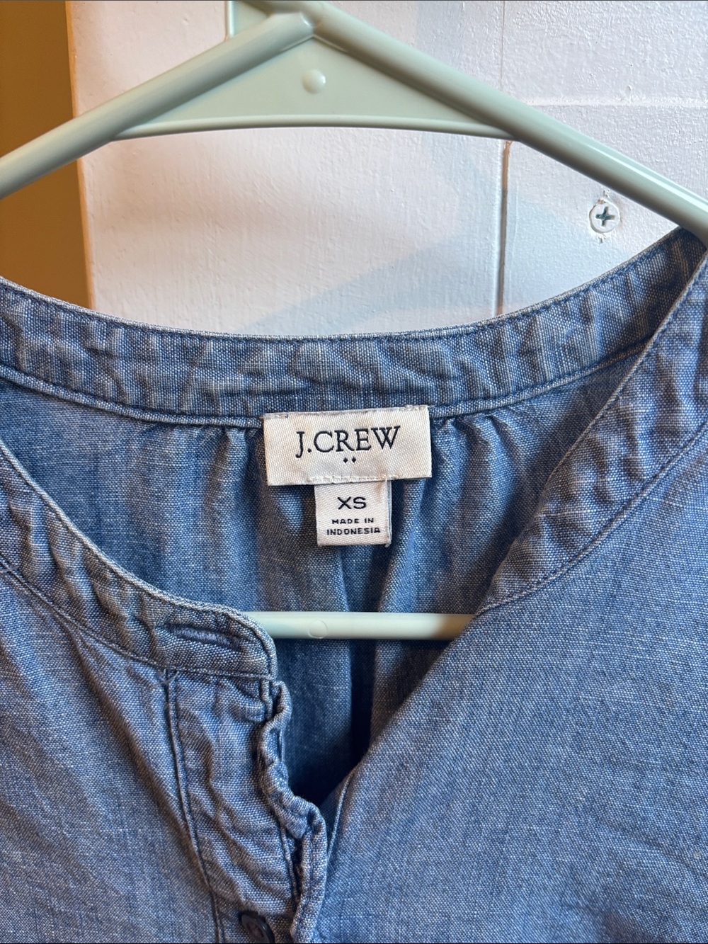J. Crew Factory Light Blue Button-Down Ruffle Trim Shirt - Picture 2 of 2